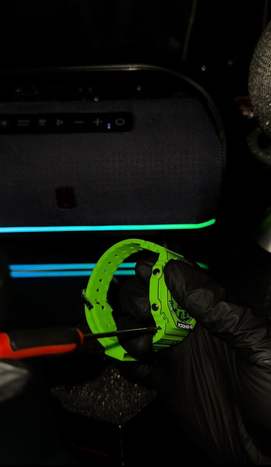 One of a kind custom Iced out G shock green 