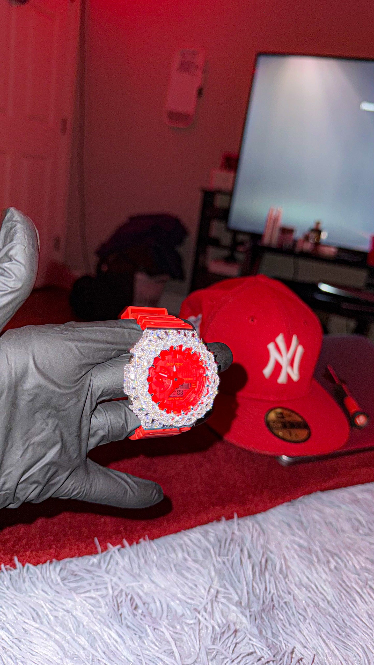Red Iced out G Shock