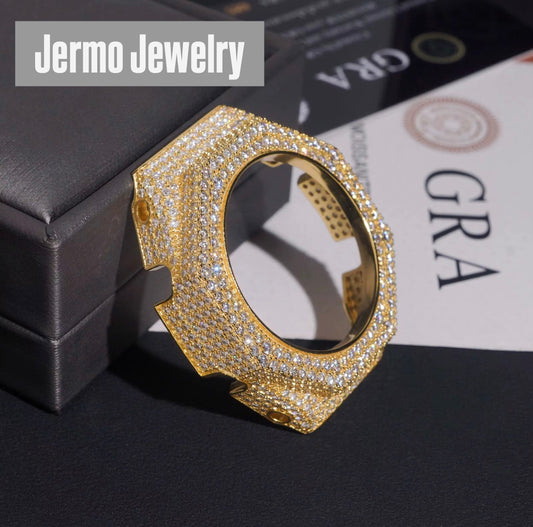 GA2100 Bezel Only – VVS D Moissanite Buss Down 925 Sterling Silver Watch Case