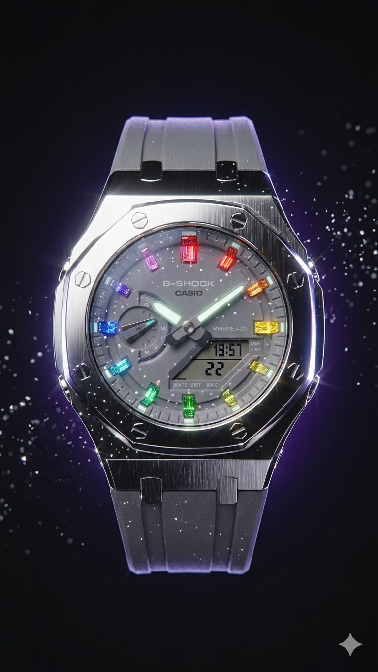 Jermo Rainbow Steel Custom G-Shock Mod Watch