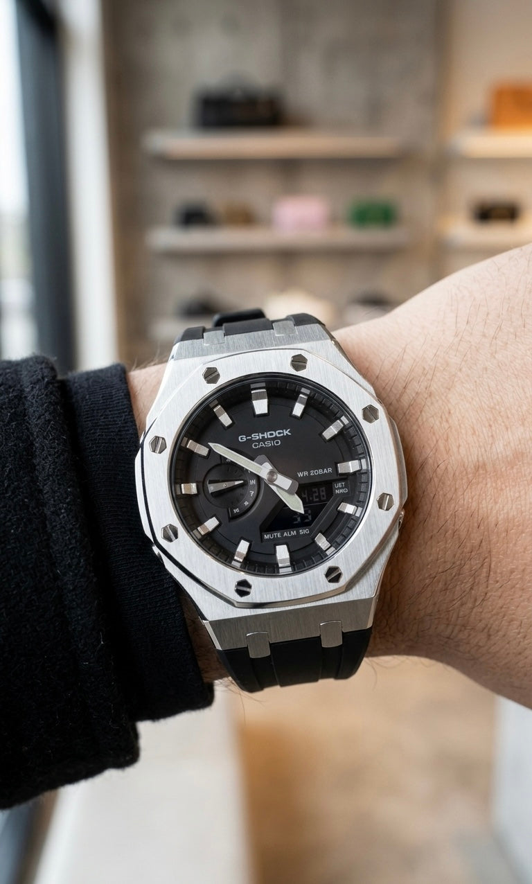 Black Steel G-Shock – AP Style Bezel (Luxury Mod Edition)