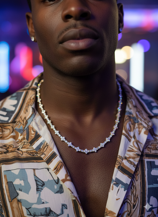 18 Inch Gold-Plated Moissanite Tennis Chain – 925 Sterling Silver Base