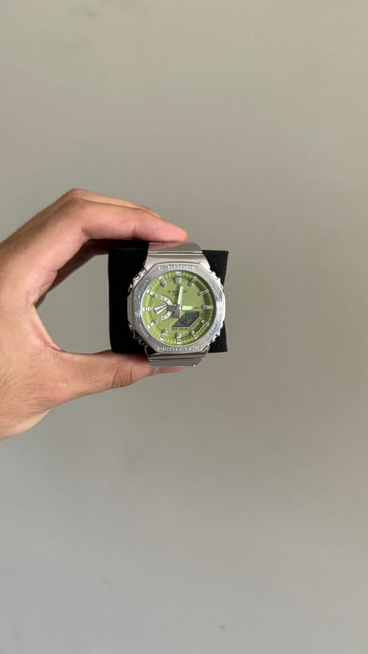 Silver with Green face stainless steel