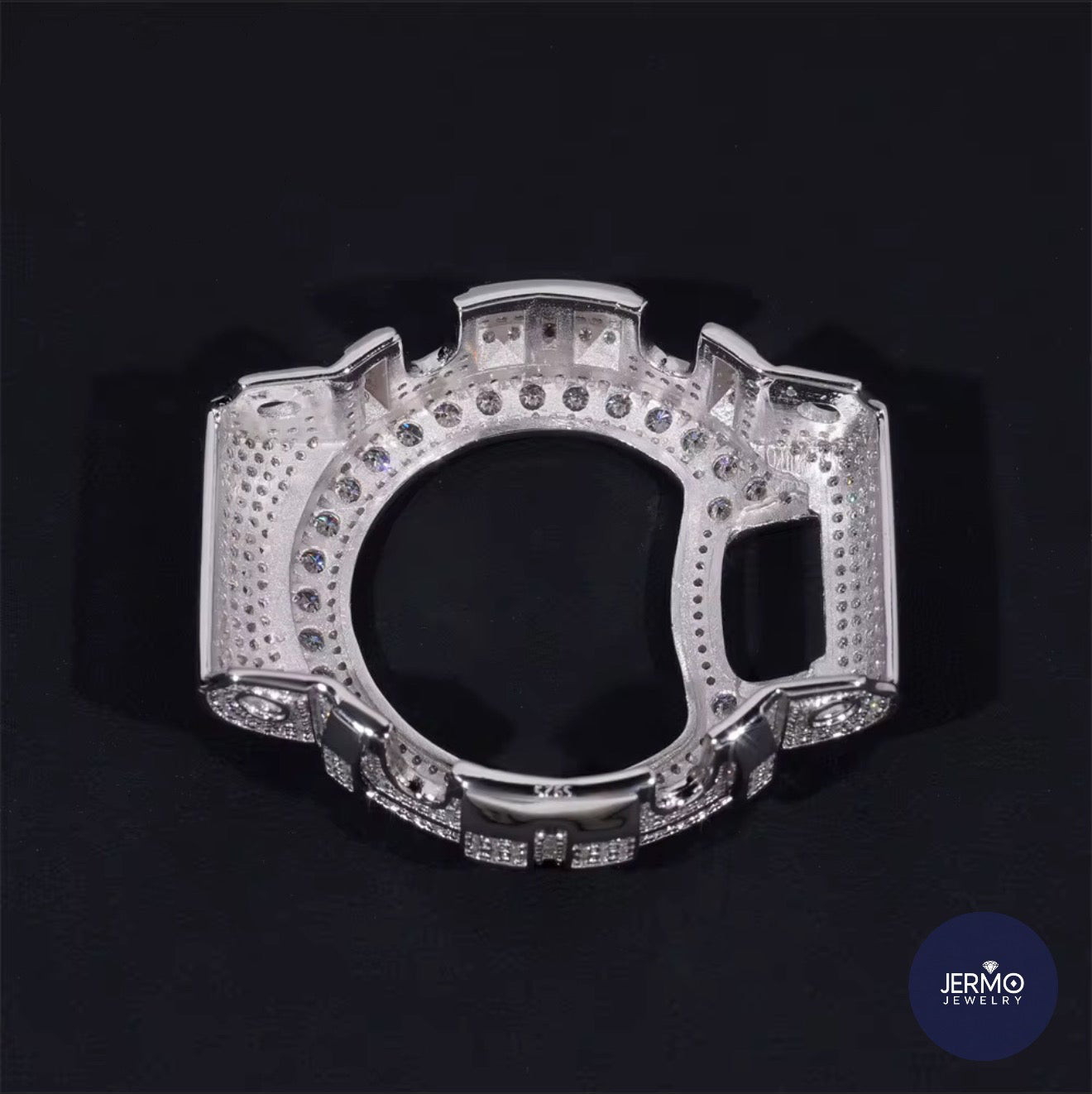 Iced Moissanite DW6900 Bezel – Sterling Silver