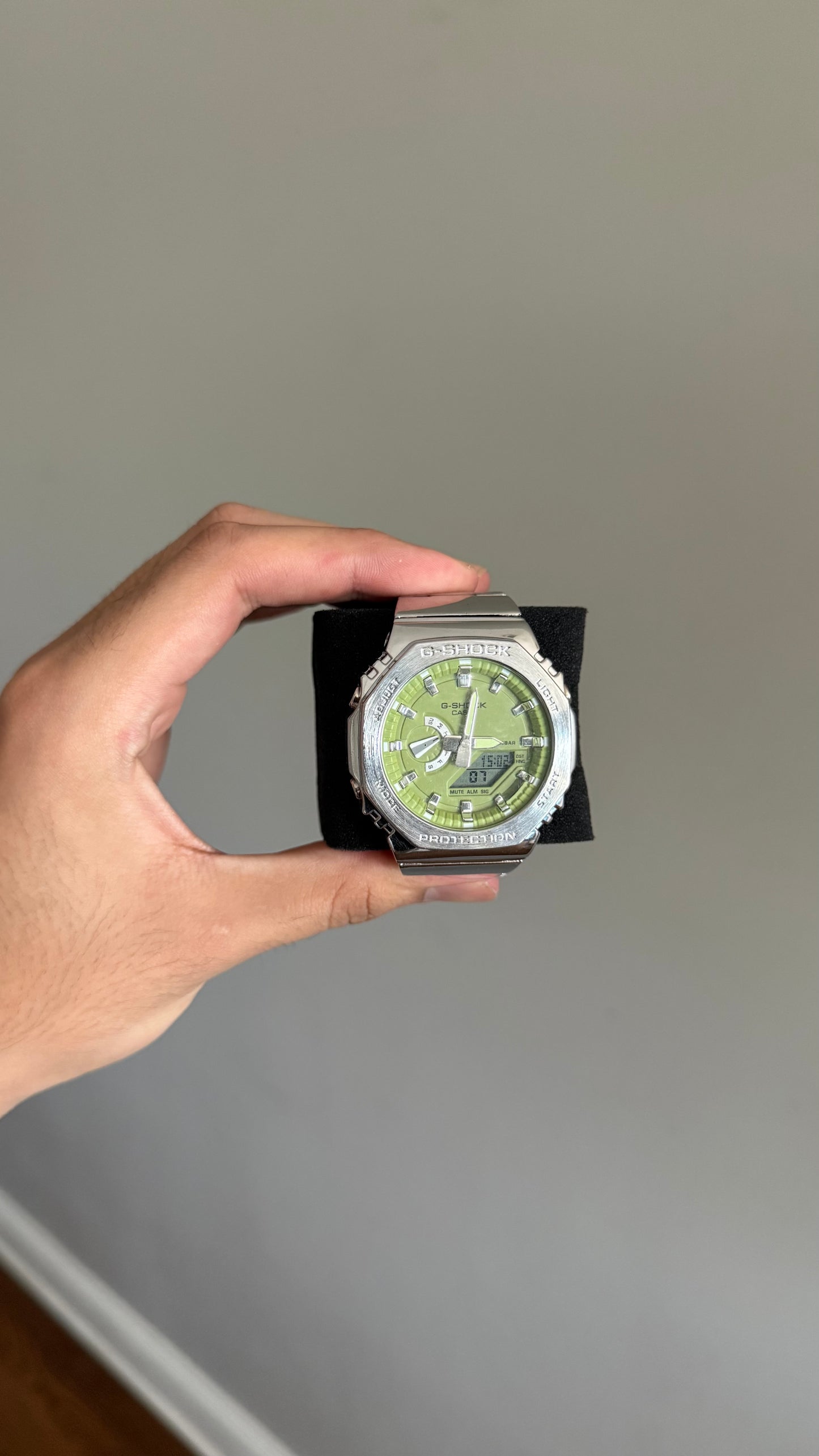 Silver with Green face stainless steel
