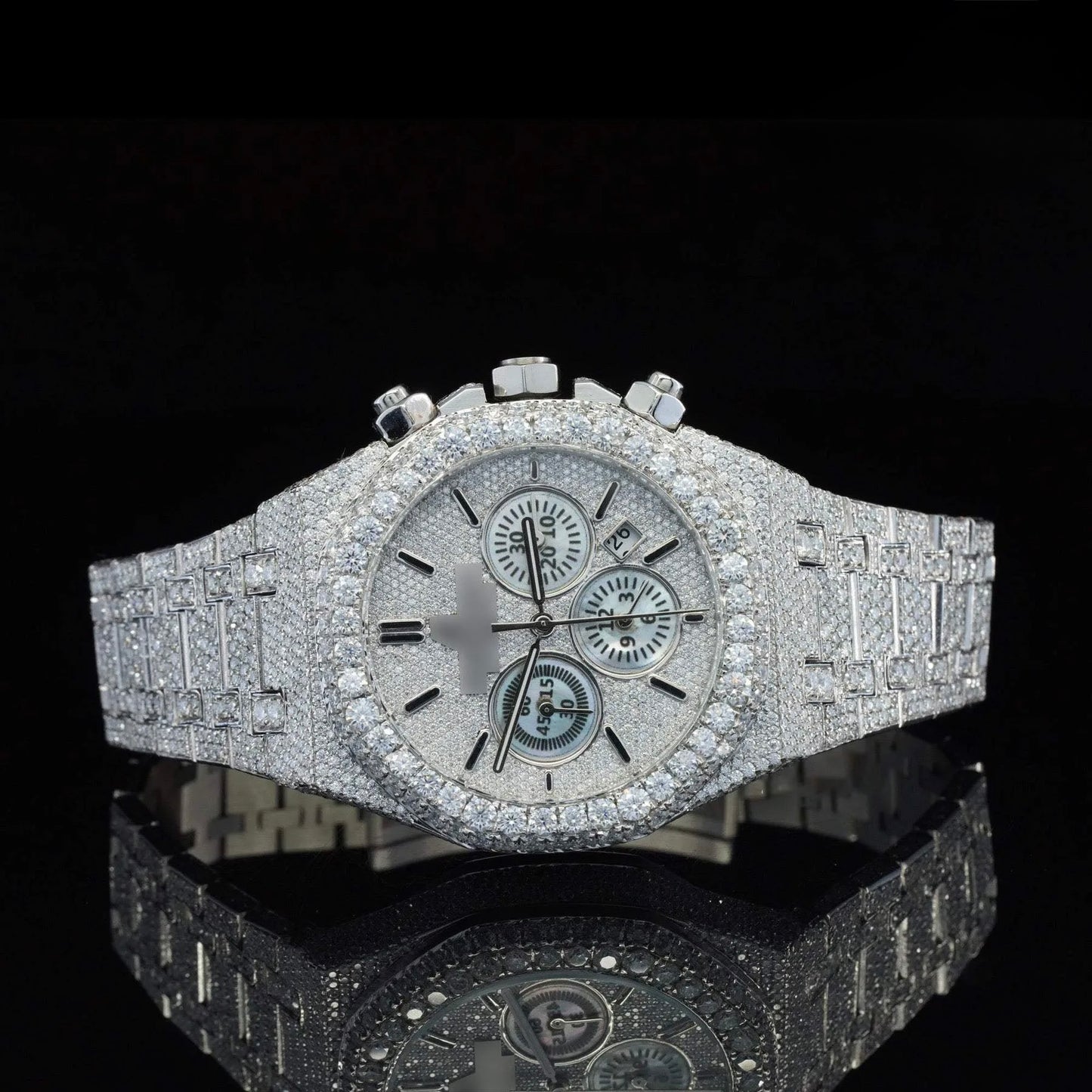Monarch Elite Iced Automatic Chronograph Watch – Luxury Full Iced Stainless Steel Timepiece