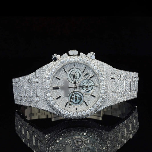 Monarch Elite Iced Automatic Chronograph Watch – Luxury Full Iced Stainless Steel Timepiece