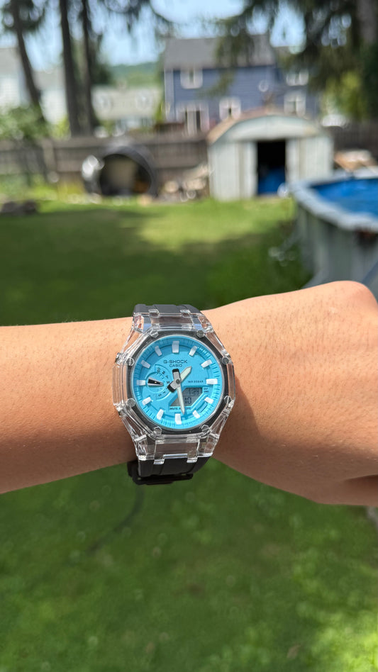 Icy blue black AP mod with black strap