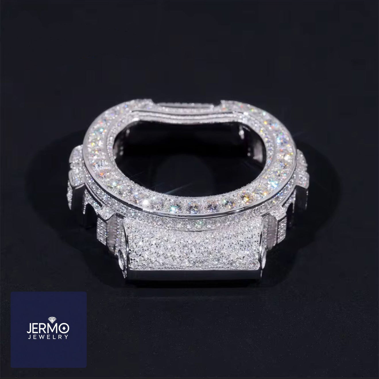 Iced Moissanite DW6900 Bezel – Sterling Silver