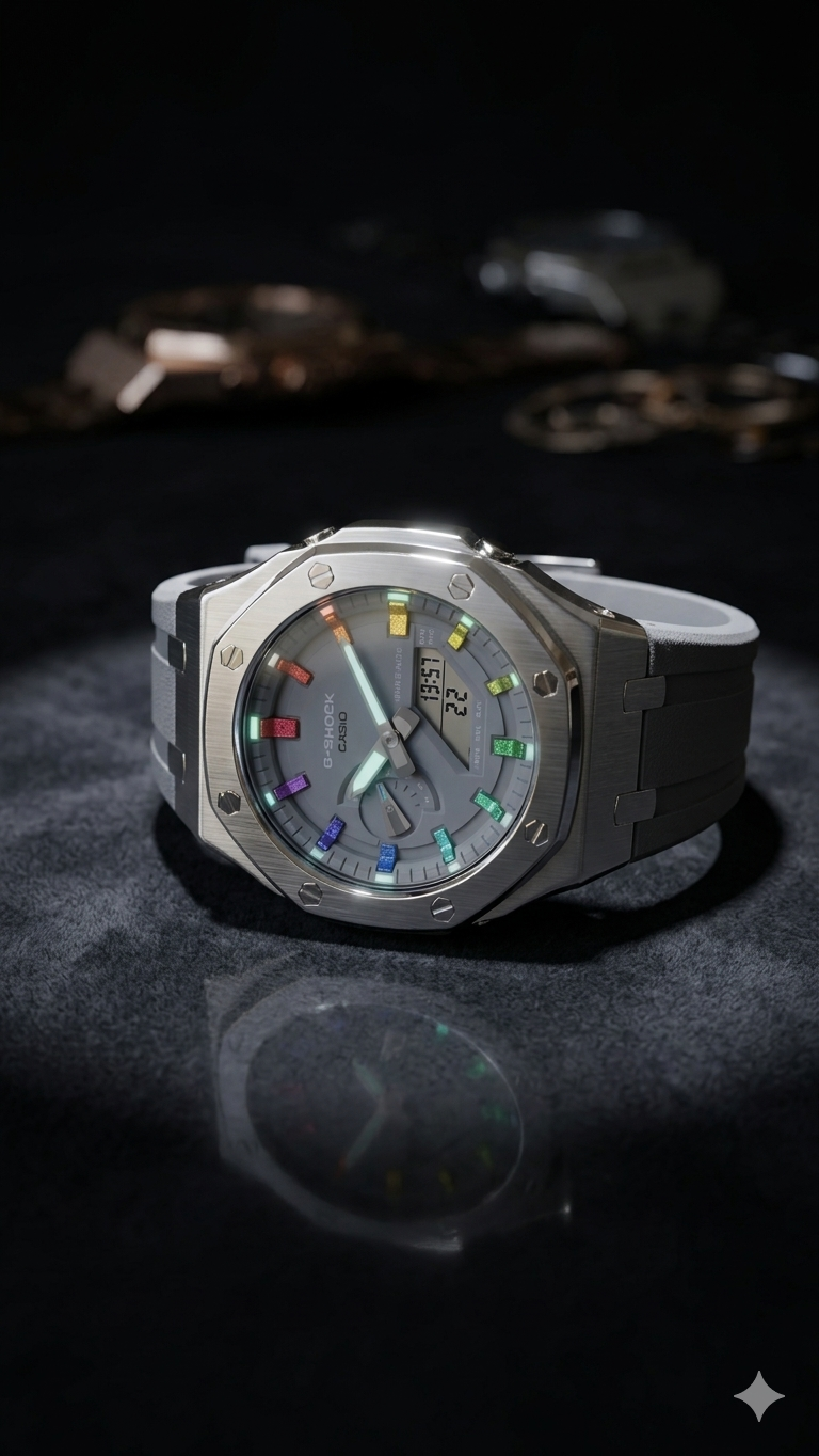 Jermo Rainbow Steel Custom G-Shock Mod Watch