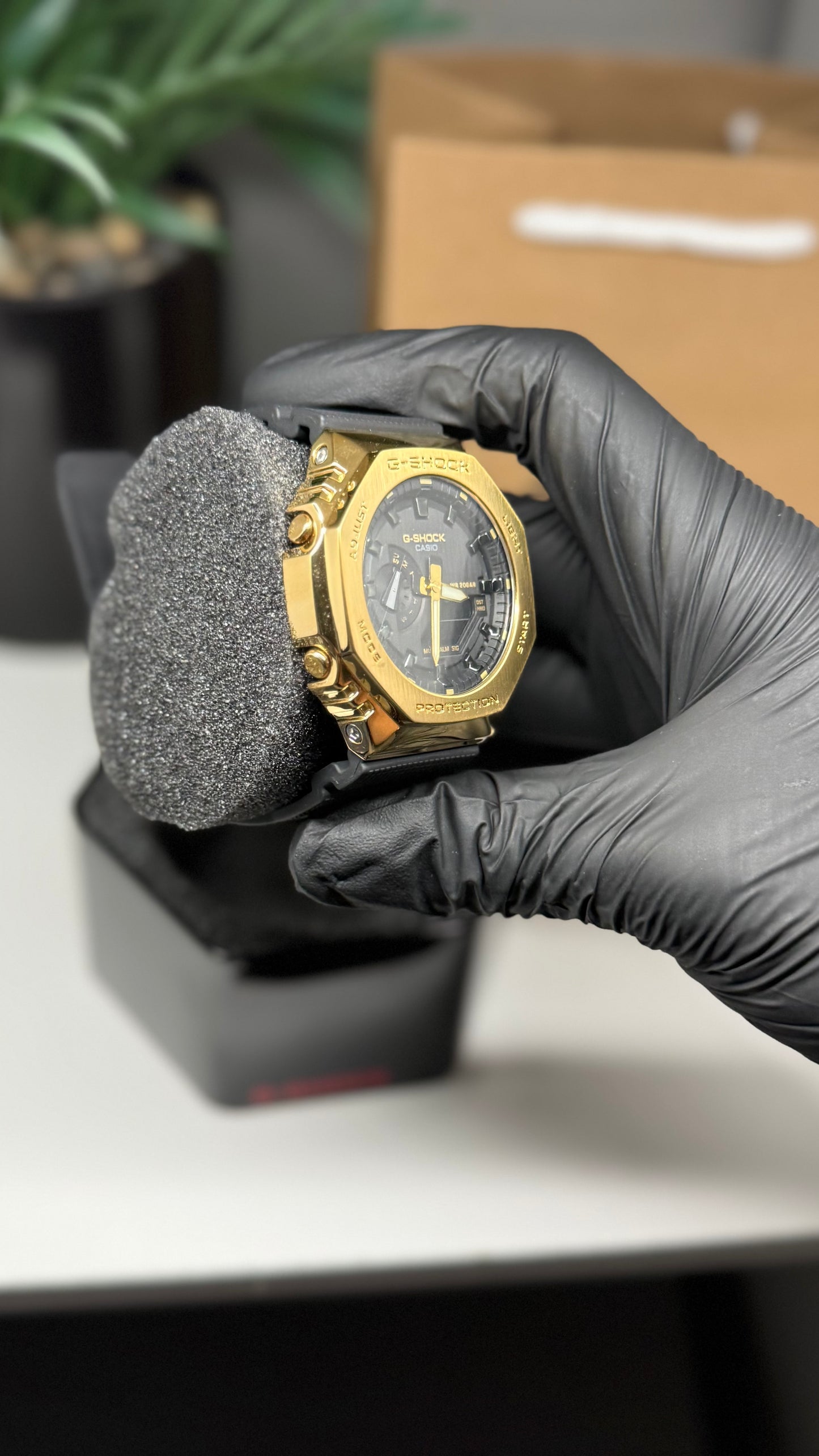 Metal gold face g shocks