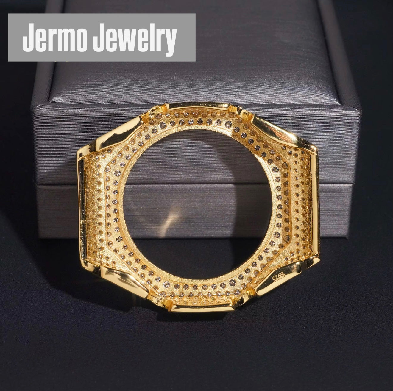 GA2100 Bezel Only – VVS D Moissanite Buss Down 925 Sterling Silver Watch Case