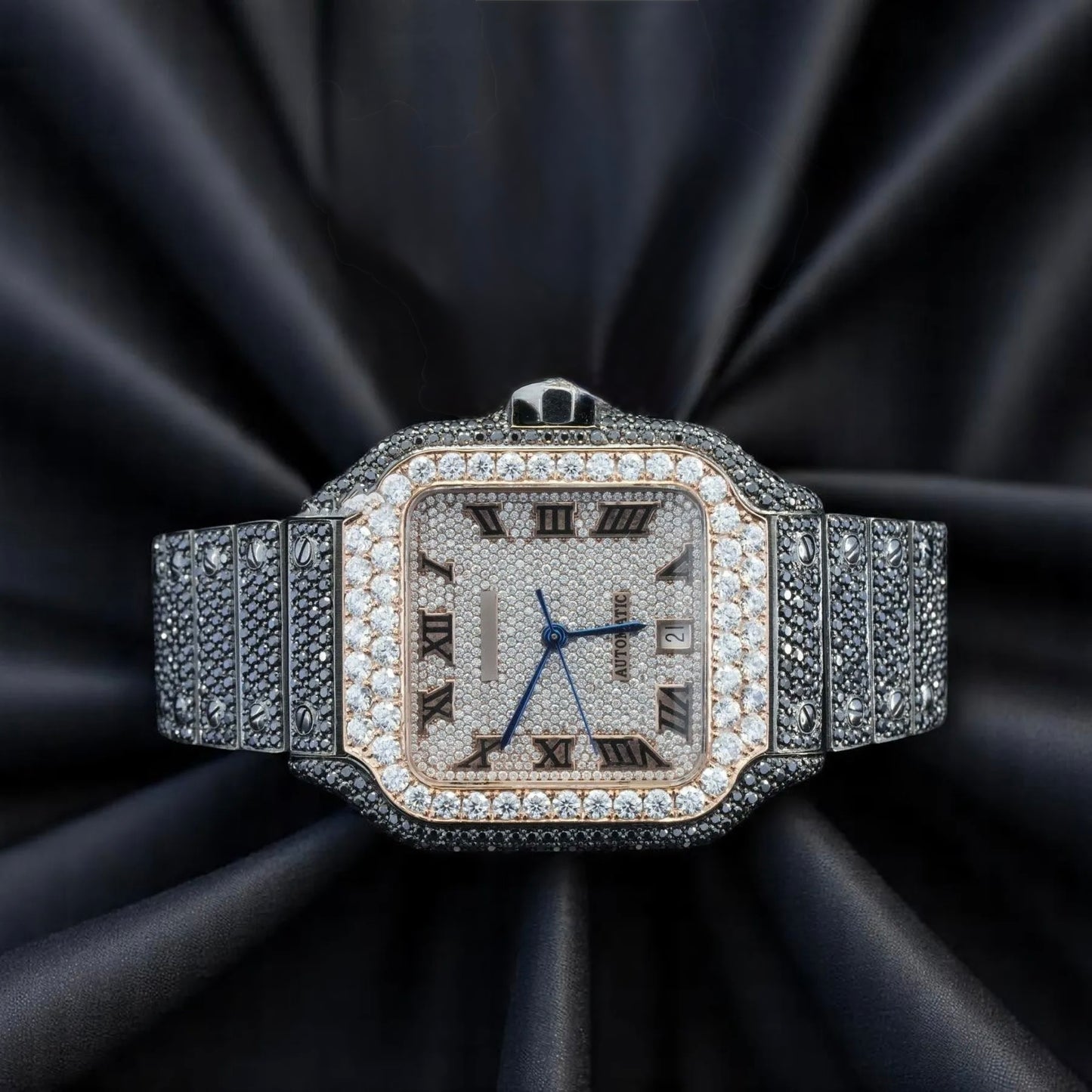 Fantastic Fully Iced-Out Moissanite Watch – Black Automatic Luxury Timepiece with Ultimate Shine & Style