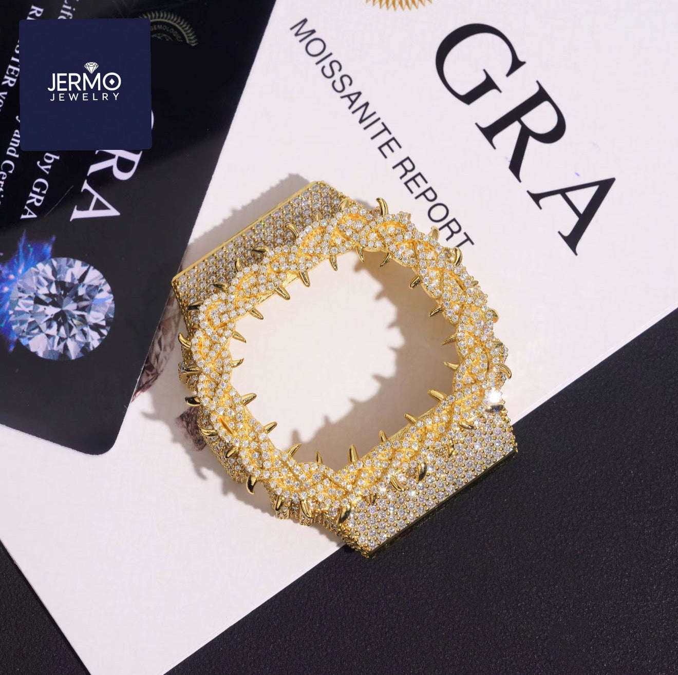 Iced Moissanite DW5600 Bezel – 925 Silver thorn