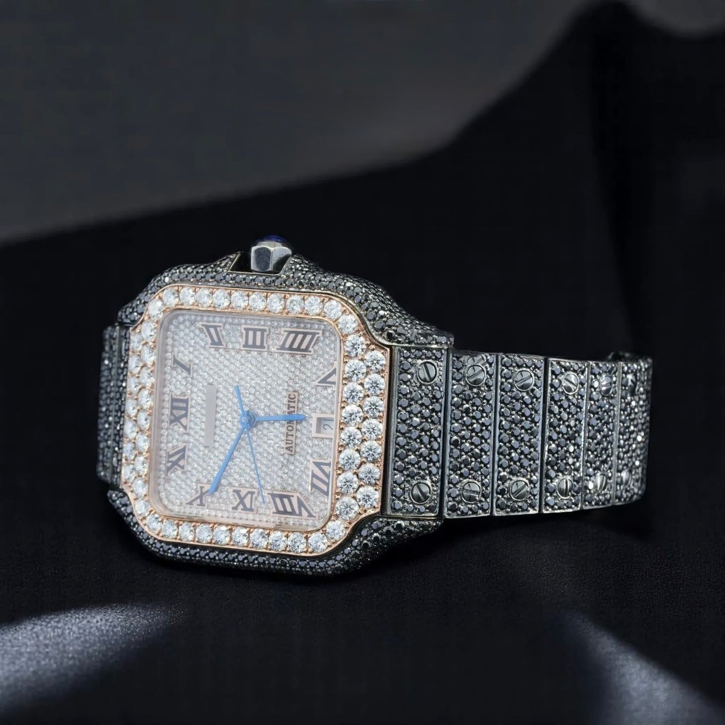 Fantastic Fully Iced-Out Moissanite Watch – Black Automatic Luxury Timepiece with Ultimate Shine & Style