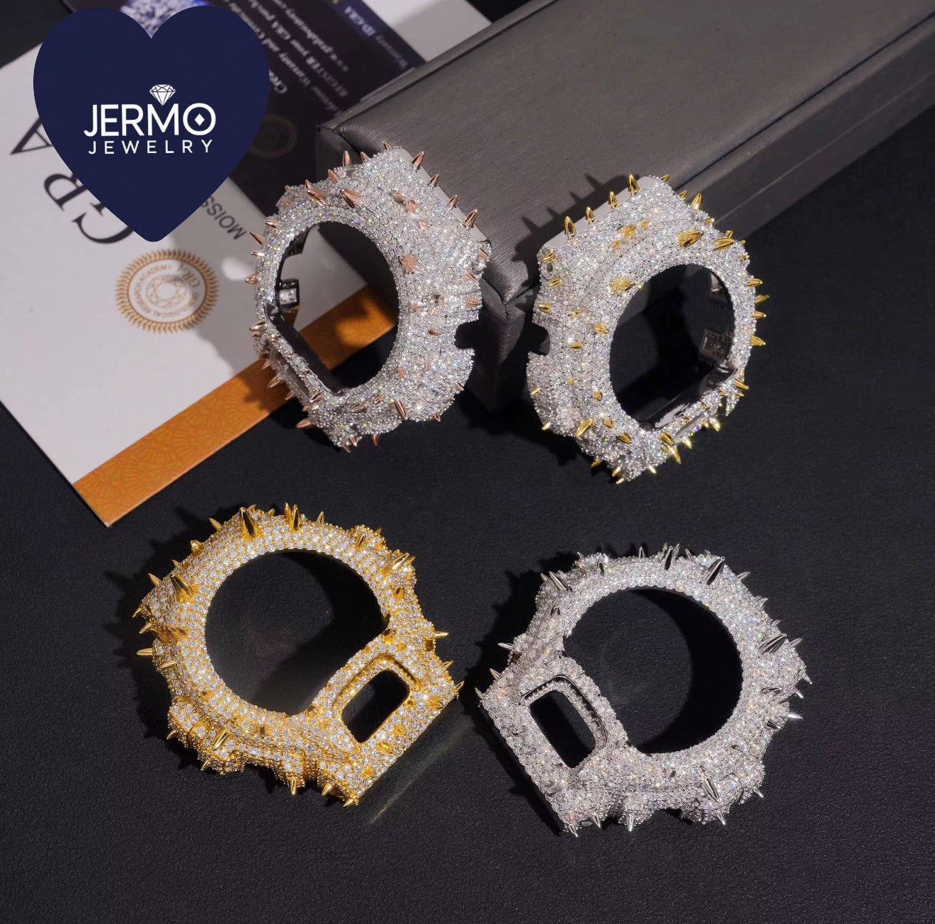 Iced Moissanite DW6900 Bezel 925 Sterling Silver