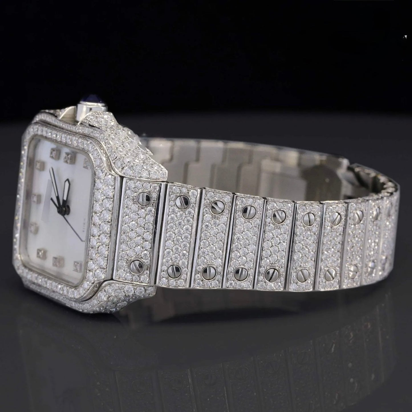Hip Hop Fully White Moissanite Diamond Watch for Men – Luxury Iced Out VVS Bust down Bling Watch