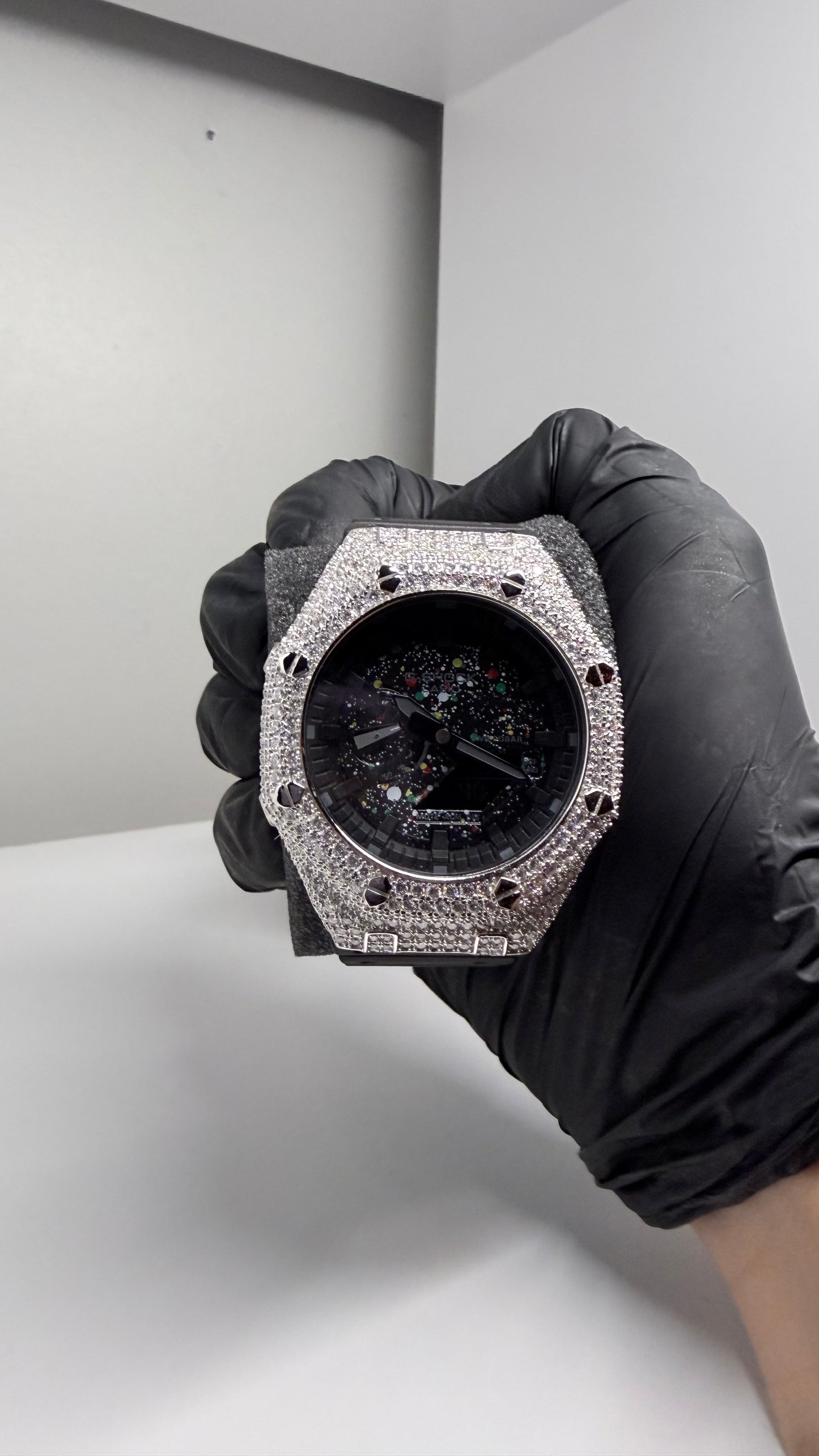 VVS1 Moissanite Bezel Watch – Black Dial