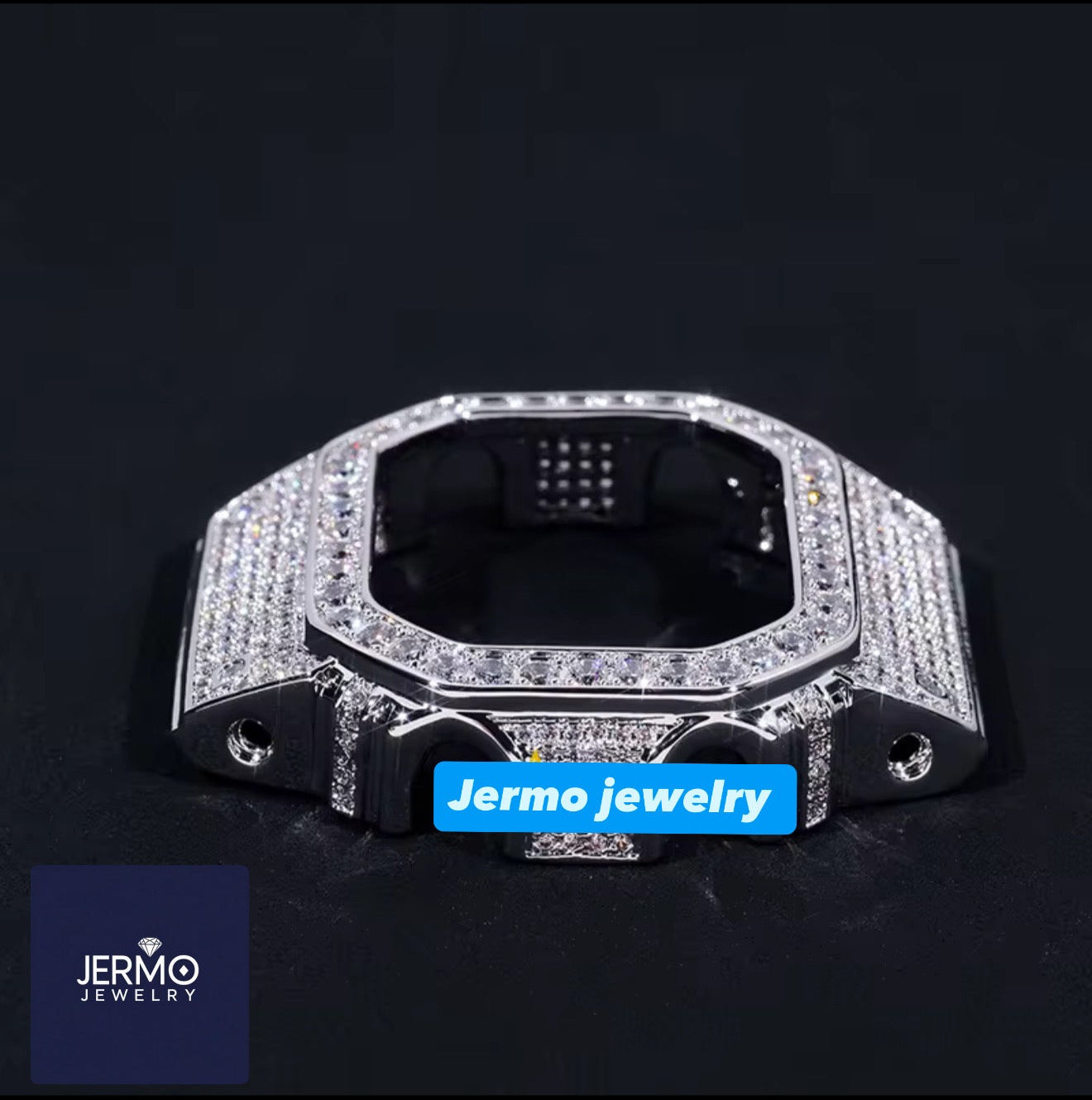 DW 5600 mossainite bezel silver