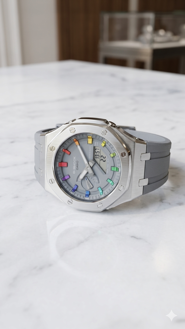 Jermo Rainbow Steel Custom G-Shock Mod Watch