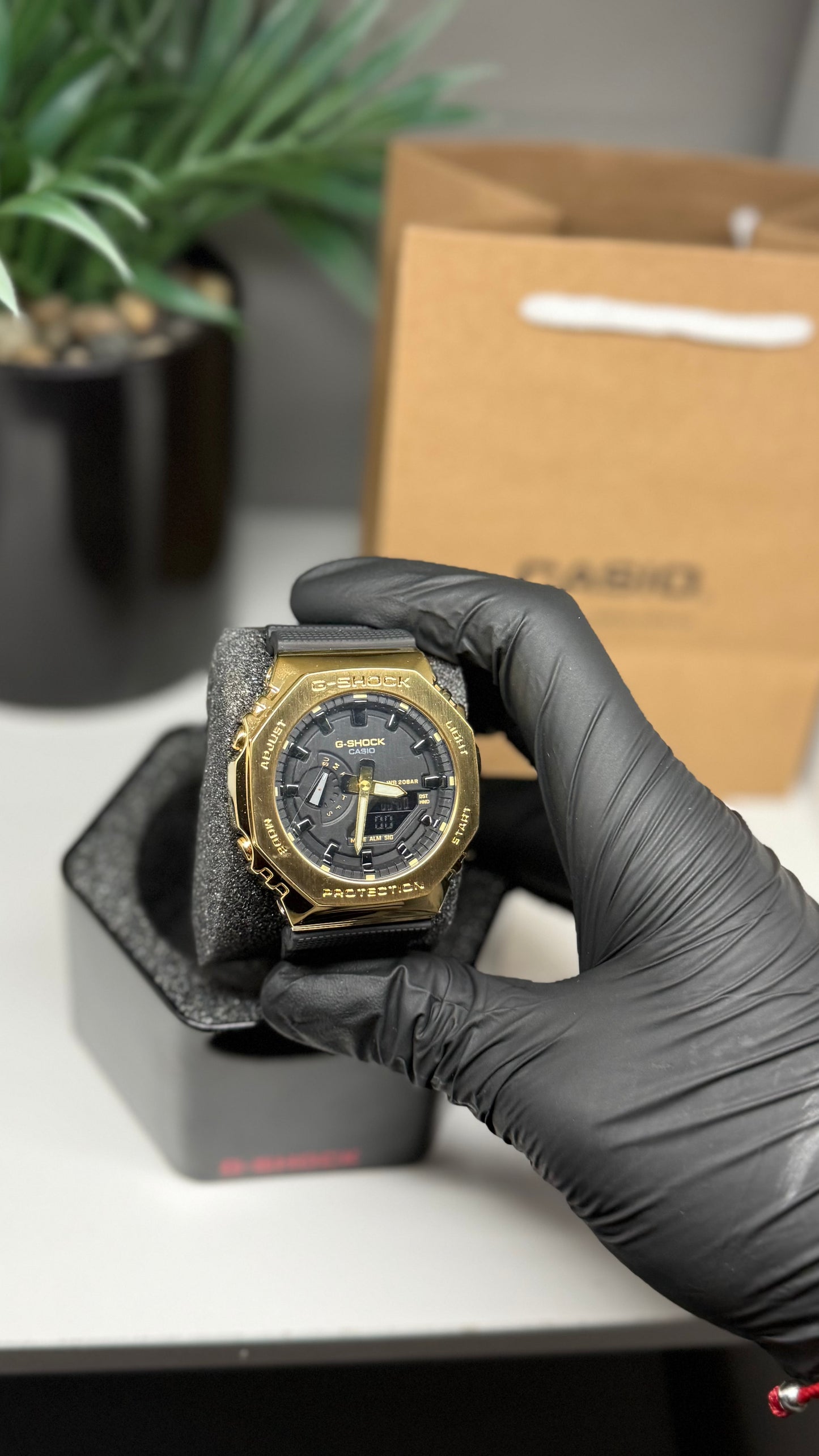 Metal gold face g shocks