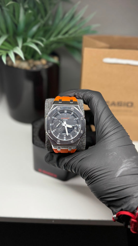 Orange strap with metal face G shock