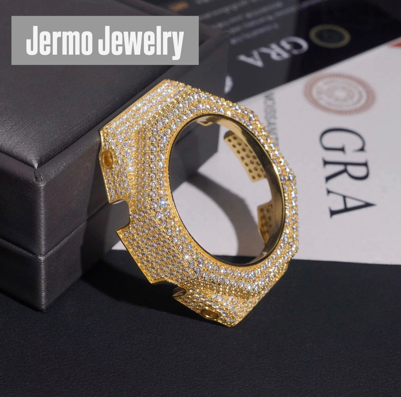 GA2100 Bezel Only – VVS D Moissanite Buss Down 925 Sterling Silver Watch Case