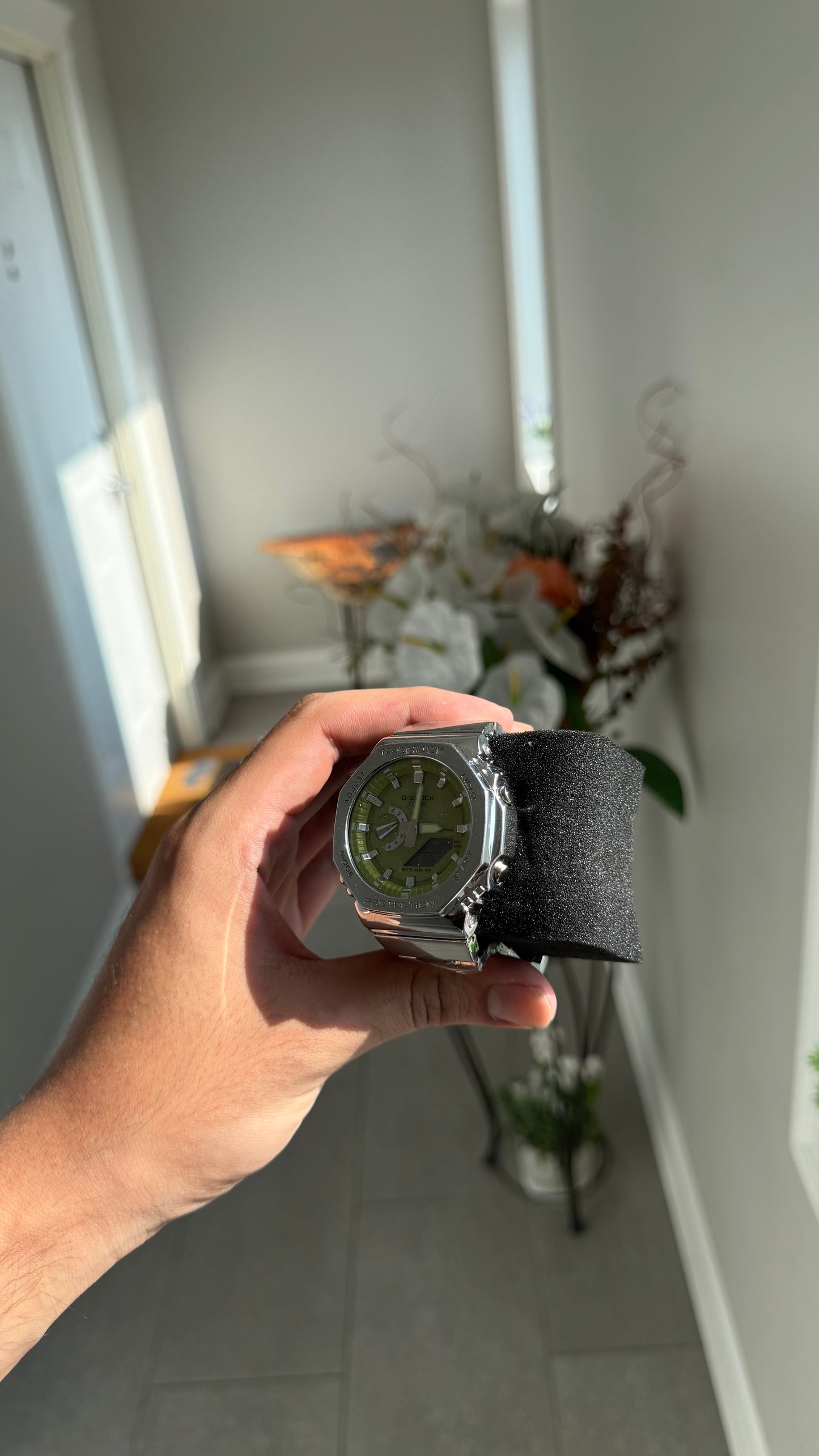 Silver with Green face stainless steel
