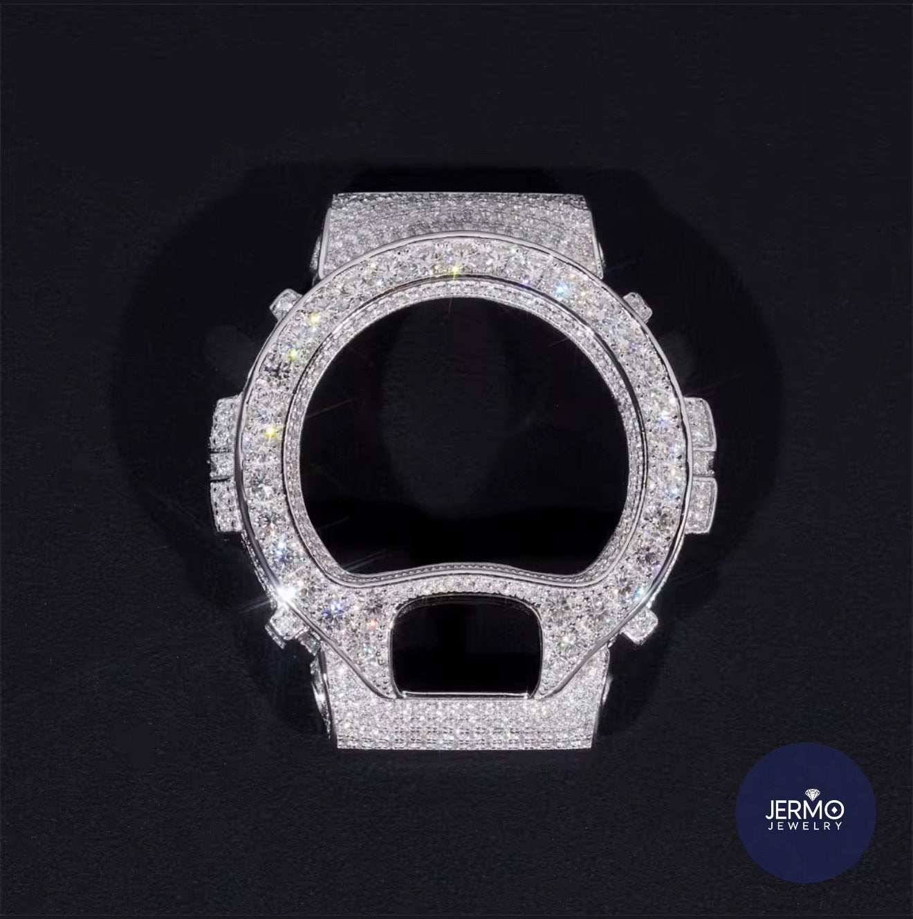 Iced Moissanite DW6900 Bezel – Sterling Silver