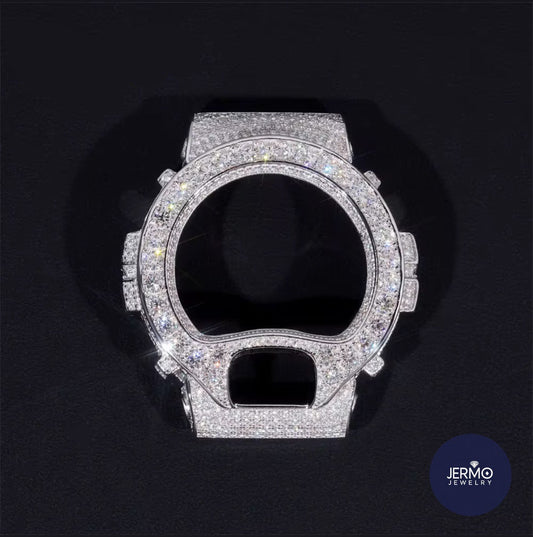 Iced Moissanite DW6900 Bezel – Sterling Silver