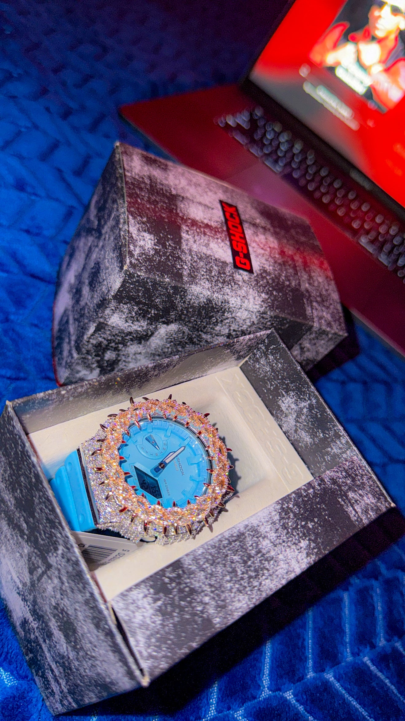 Baby blue VVS 1 mossanite G Shock bezel plus watch