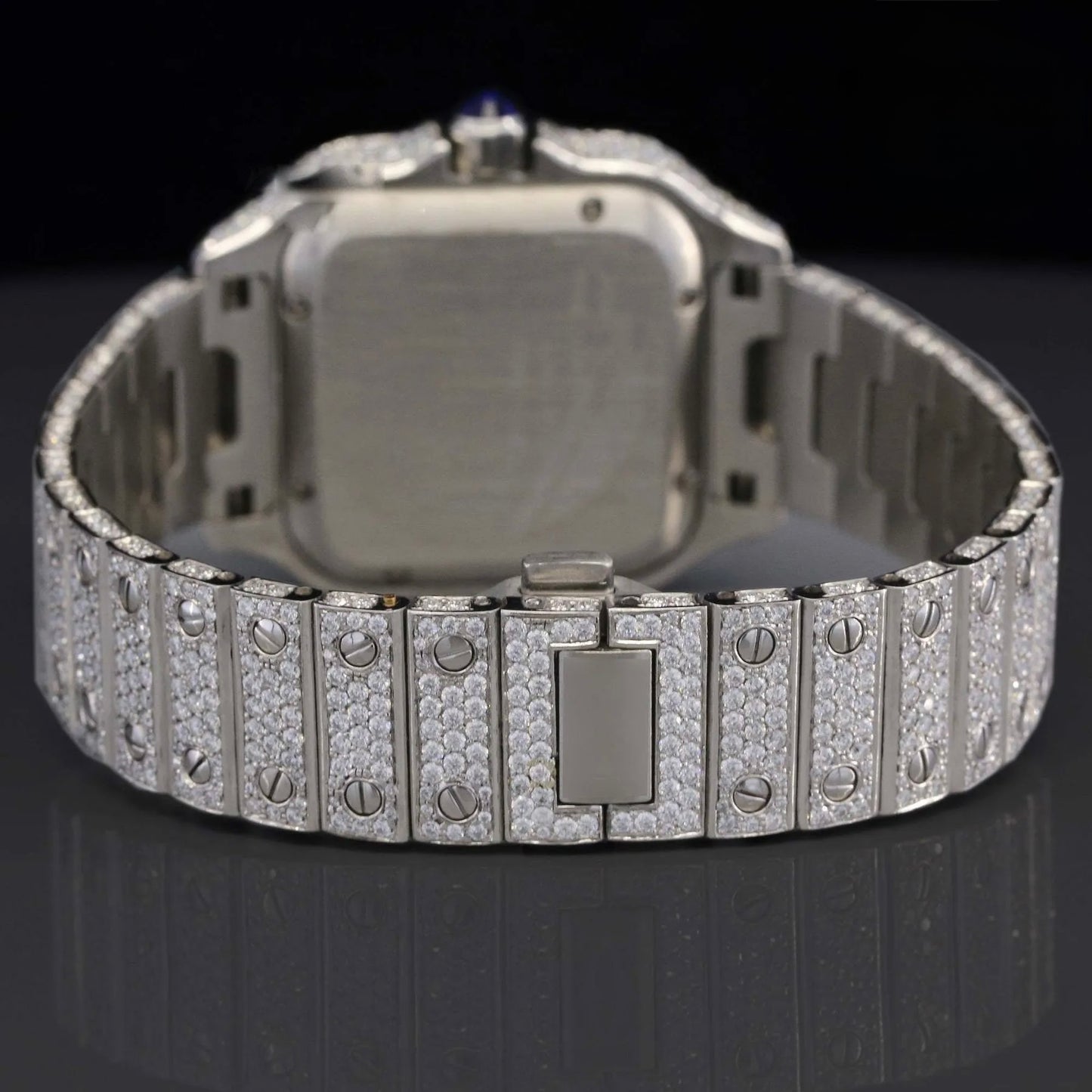 Hip Hop Fully White Moissanite Diamond Watch for Men – Luxury Iced Out VVS Bust down Bling Watch