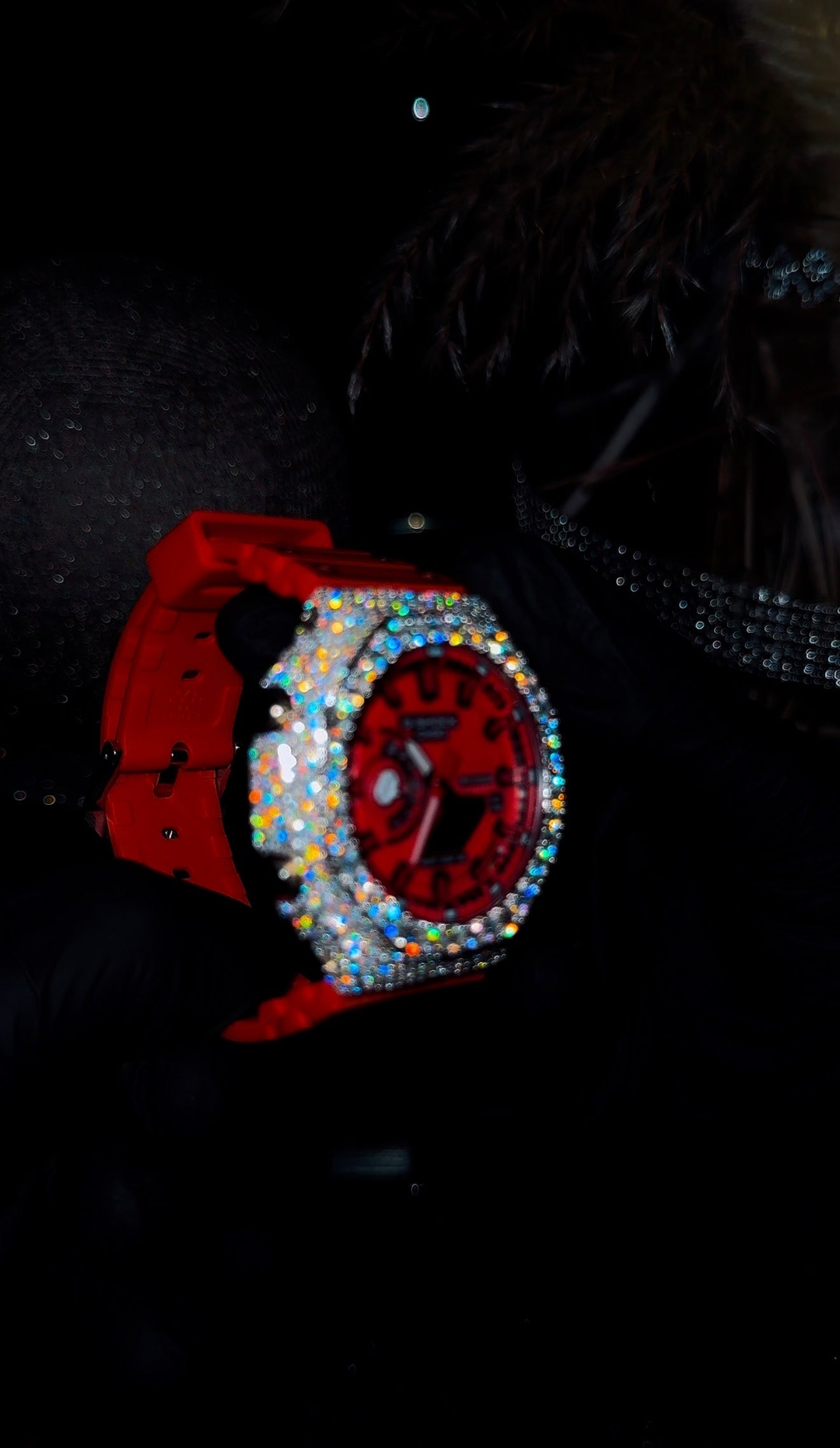 Red iced out G-Shock limited edition ￼