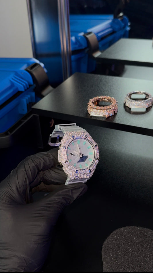 Blue Green Iced Out G Shock