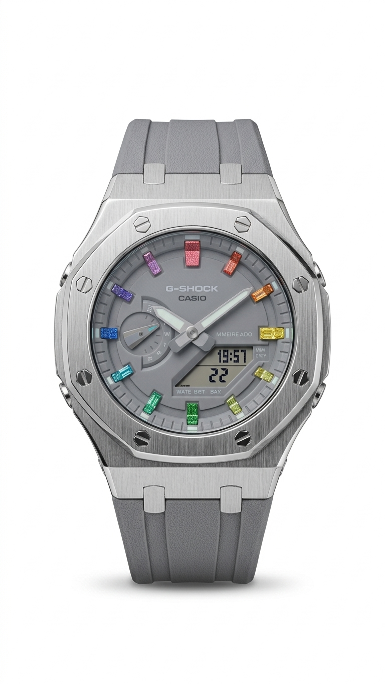 Jermo Rainbow Steel Custom G-Shock Mod Watch