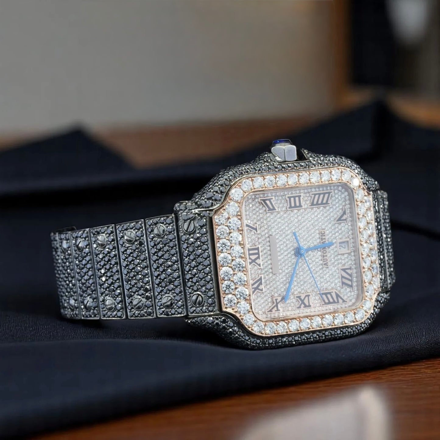 Fantastic Fully Iced-Out Moissanite Watch – Black Automatic Luxury Timepiece with Ultimate Shine & Style