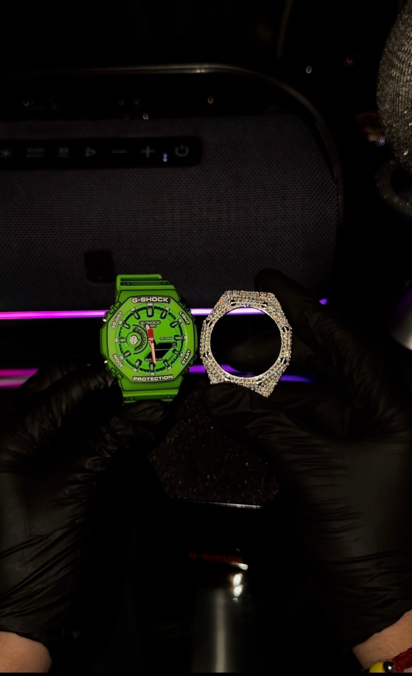 One of a kind custom Iced out G shock green ￼￼