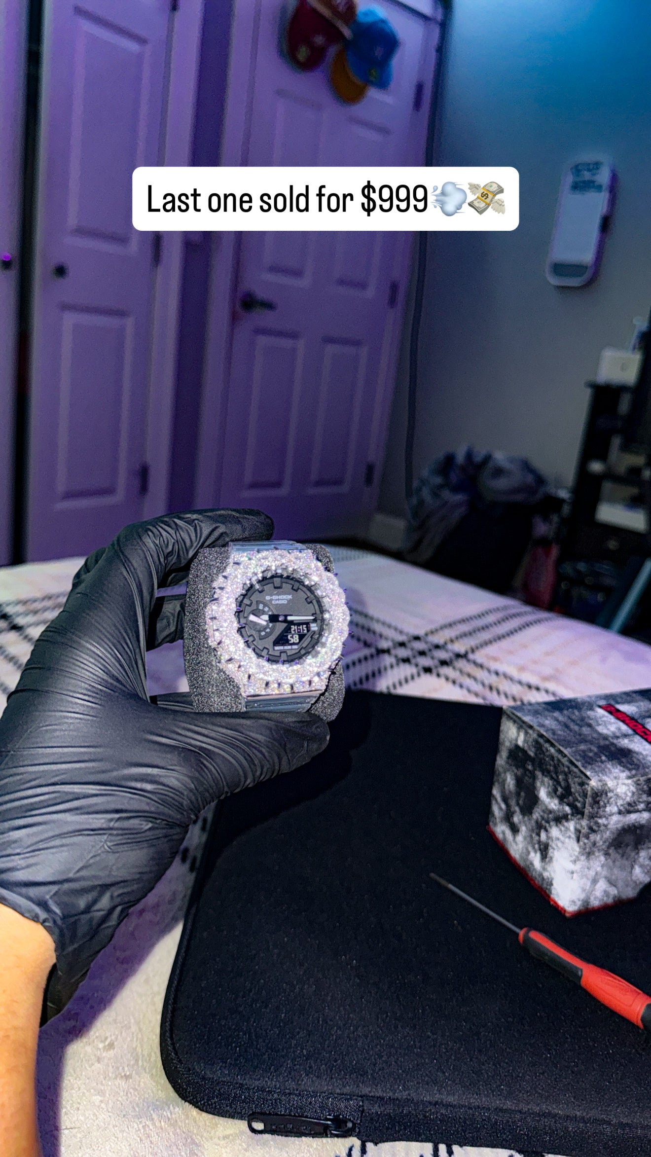 Clear with black face with insane VVS clarity real mossanite