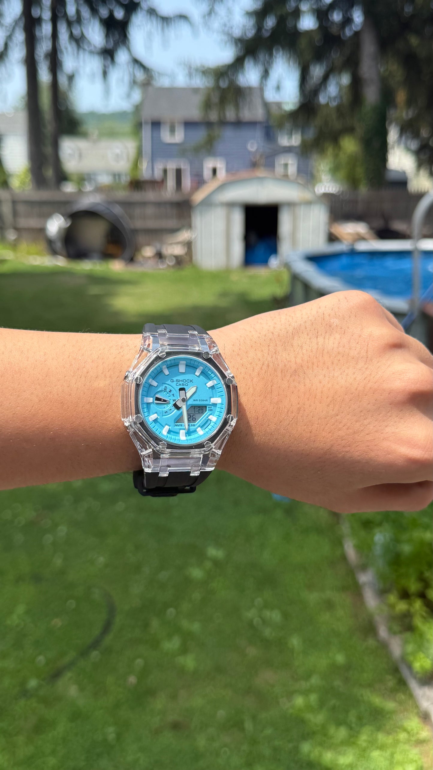 Icy blue black AP mod with black strap
