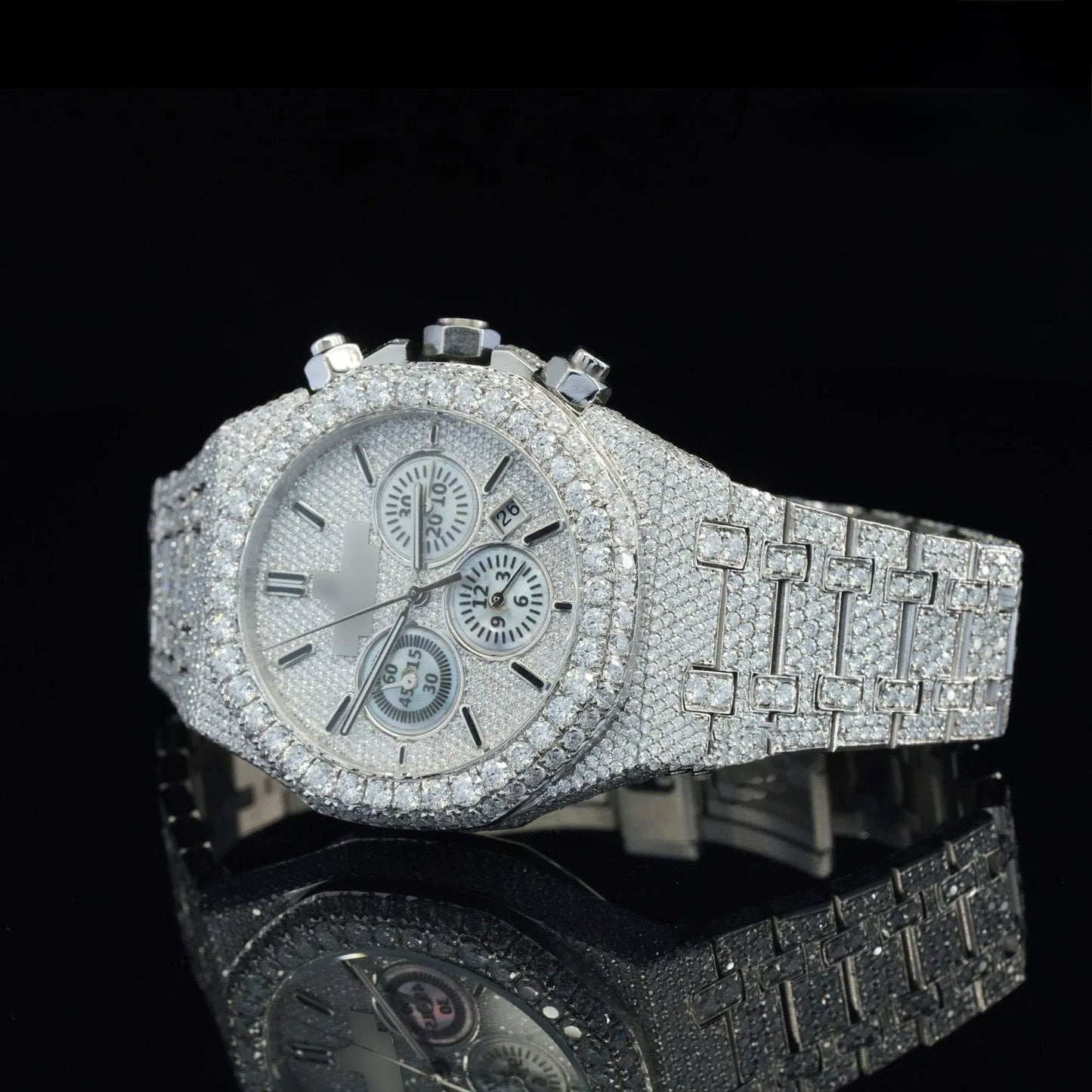 Monarch Elite Iced Automatic Chronograph Watch – Luxury Full Iced Stainless Steel Timepiece