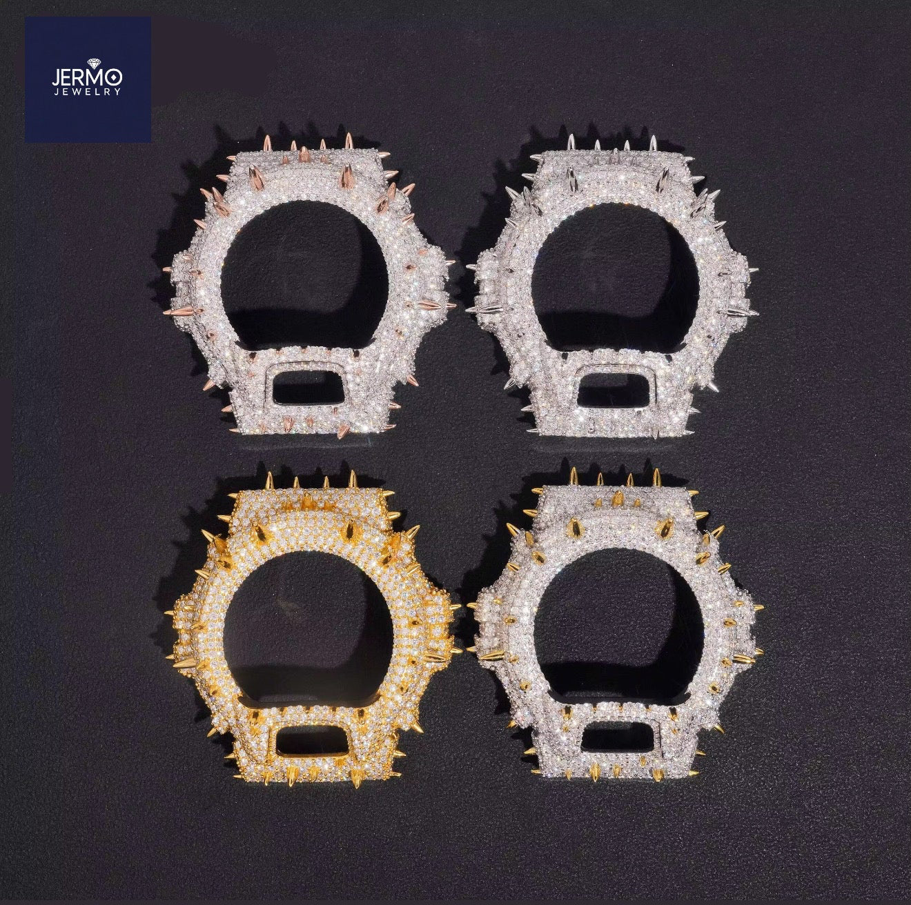 Iced Moissanite DW6900 Bezel 925 Sterling Silver