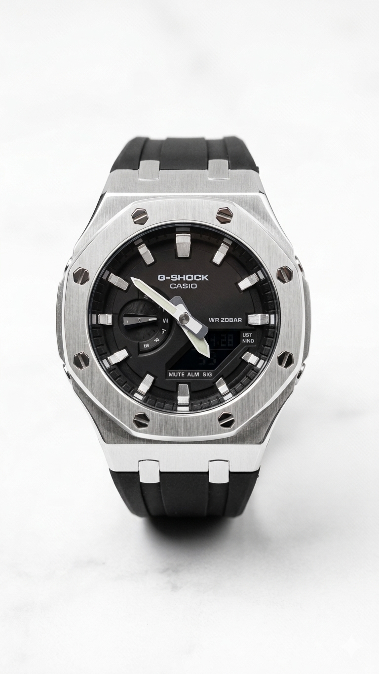 Black Steel G-Shock – AP Style Bezel (Luxury Mod Edition)