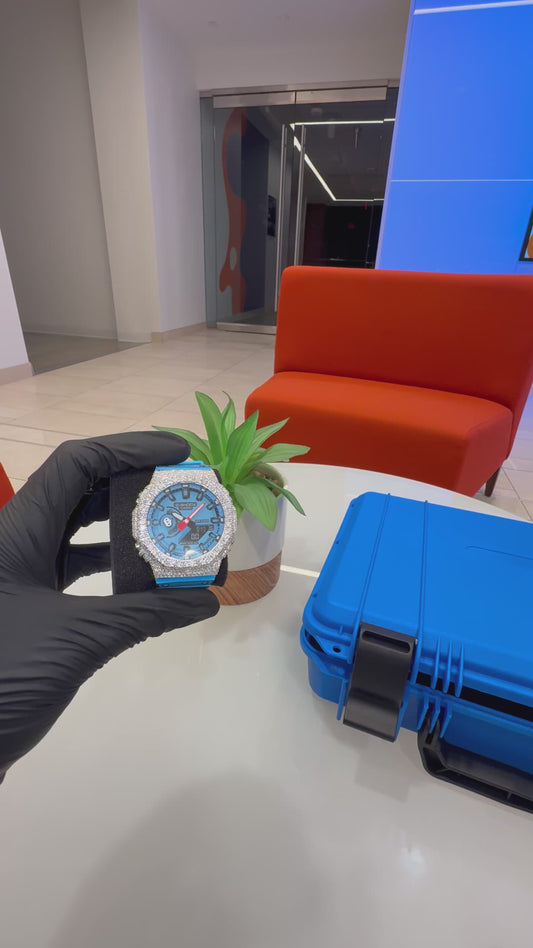 Blue  iced out G-Shock limited edition ￼